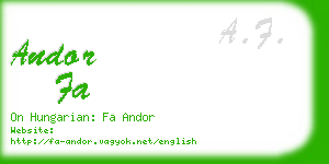 andor fa business card